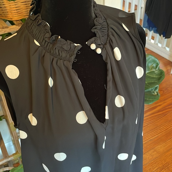 Ann Taylor sleeveless polka dot top - Picture 2 of 5